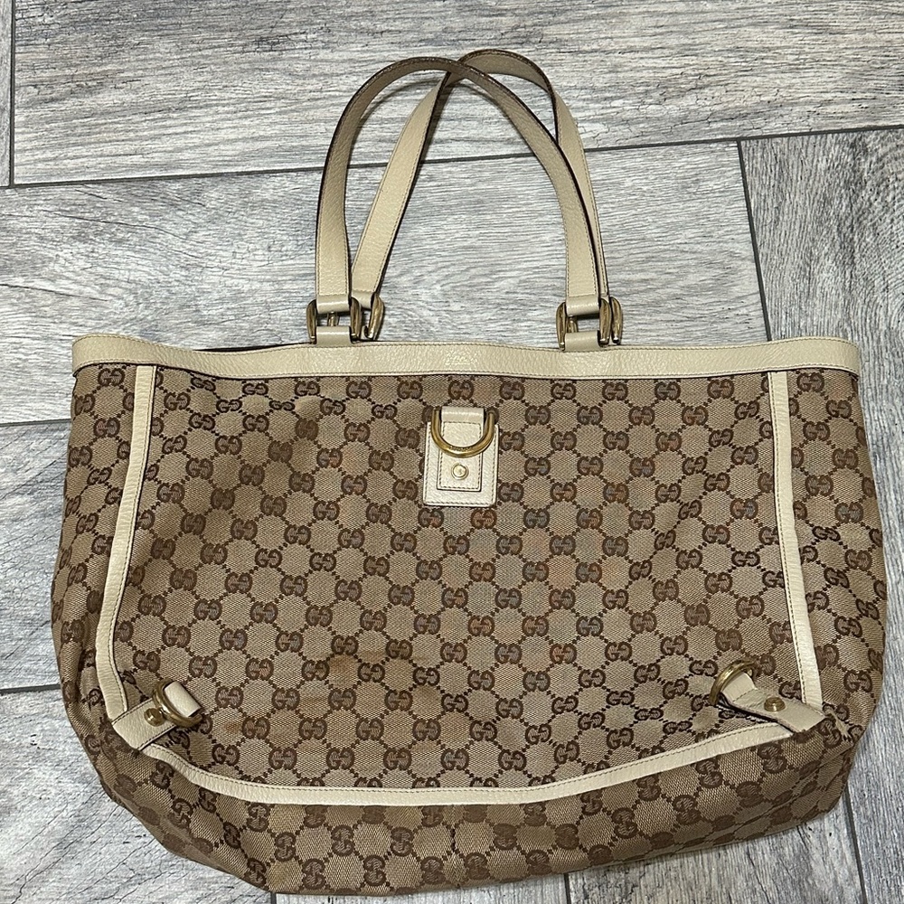 Gucci Beige Monogram Tote Bag